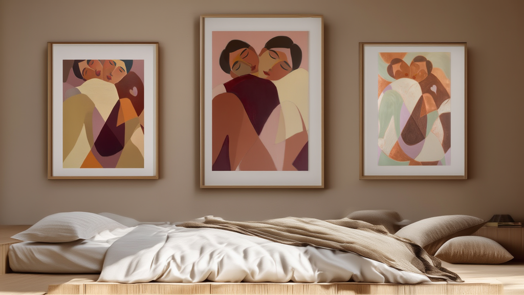 Set of 3 Modernist Embrace Prints – Minimalist Wall Art
