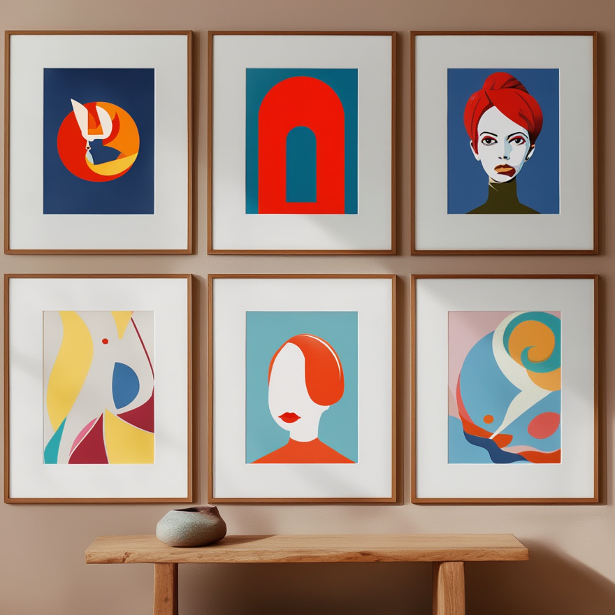 Mixed Modern & Vintage Wall Art – Set of 6 Prints - Hakyarts