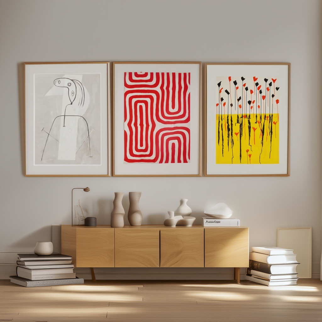 Set of 3 Art Prints – Abstract Geometric Blaze & Co - Hakyarts