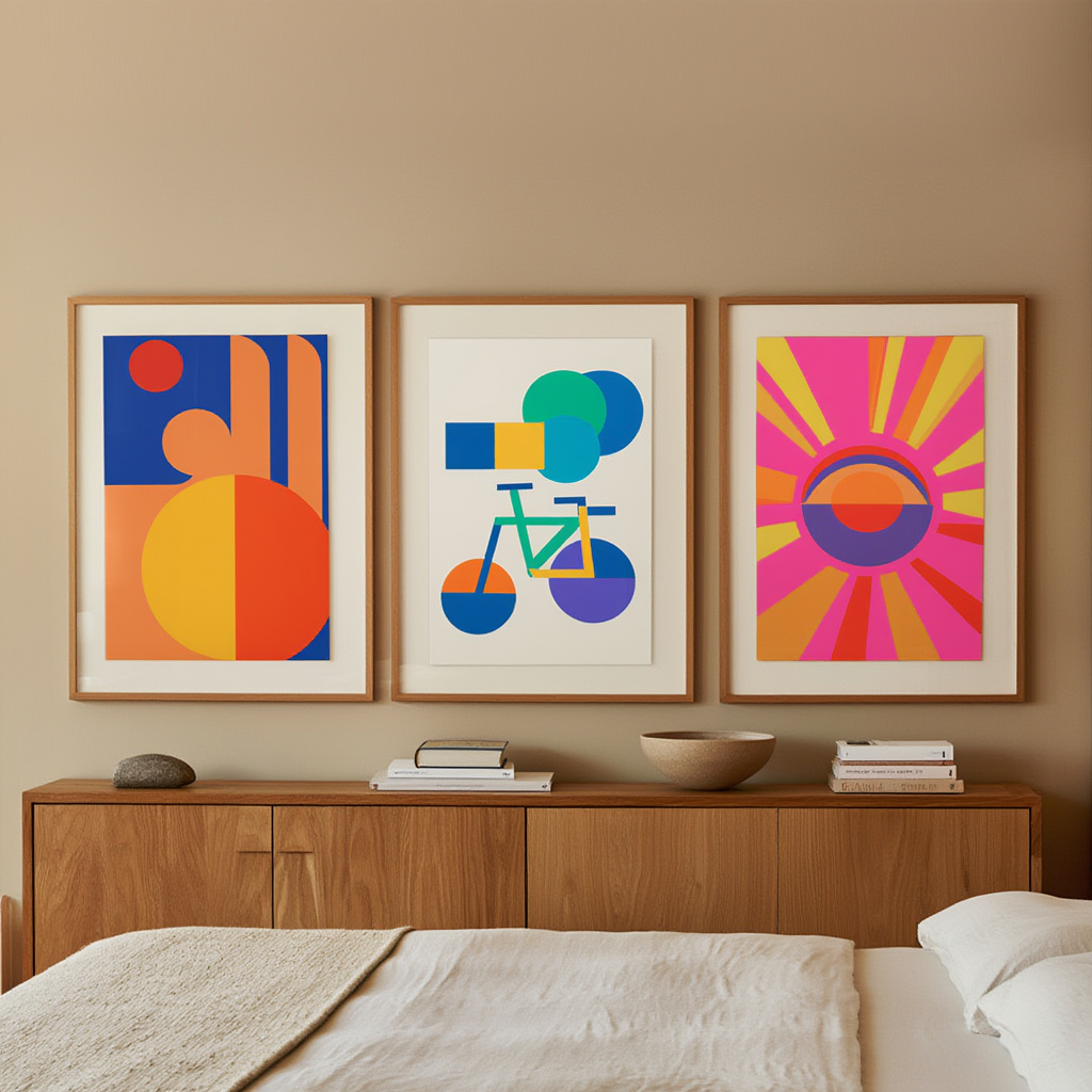 Bauhaus Geometric Pop Art – Living Room Set of 3 - Hakyarts