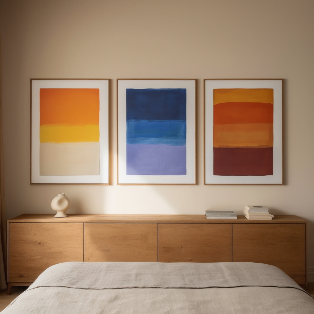 Rothko Inspired Set – Living Room 3 Prints - Hakyarts