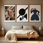 Set of 3 Modern Shapes Art Prints – Geometric & Abstract Wall Art - Hakyarts