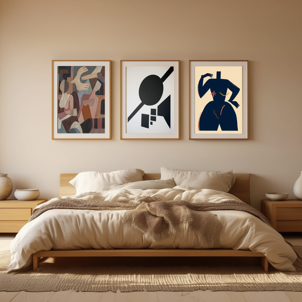 Set of 3 Modern Shapes Art Prints – Geometric & Abstract Wall Art - Hakyarts