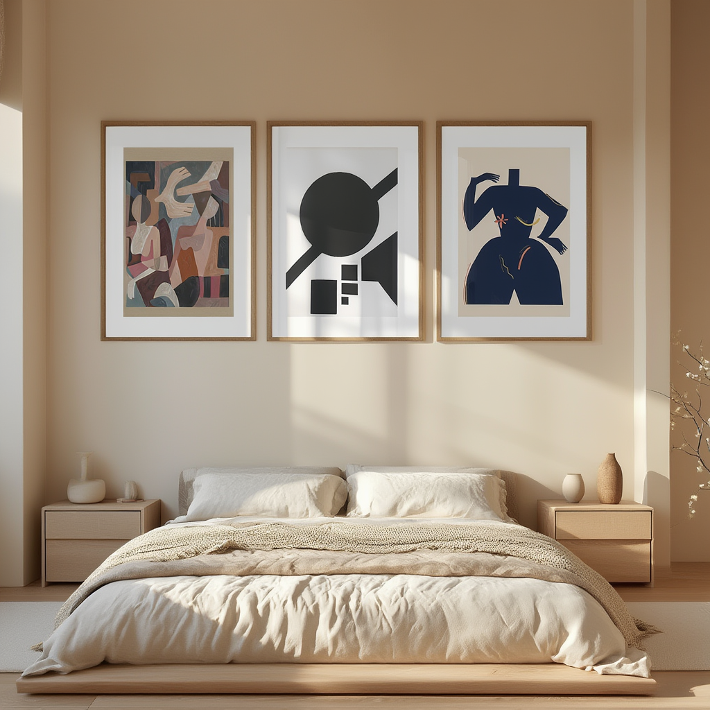 Set of 3 Modern Shapes Art Prints – Geometric & Abstract Wall Art - Hakyarts