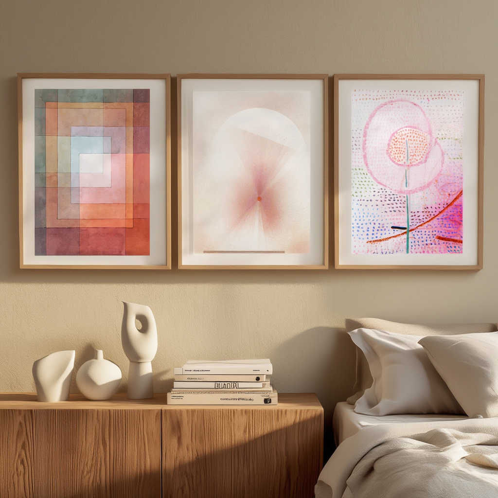Set of 3 Paul Klee “Flourishing Horizon – Polyphonic” Prints – Modernist Abstract Wall Art - Hakyarts