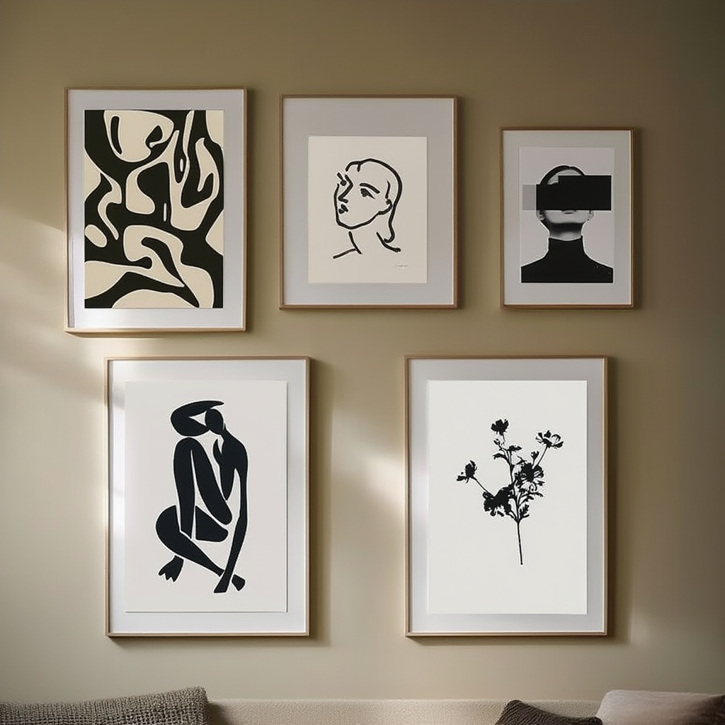 Monochrome Abstract-Inspired Abstract Prints – 5 Black & White Art Pieces