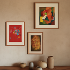 Set of 3 – Modernist & Expressionist Art Prints –  Dumpfes Rot, Composition & The Man Under the Pear Tree - Hakyarts