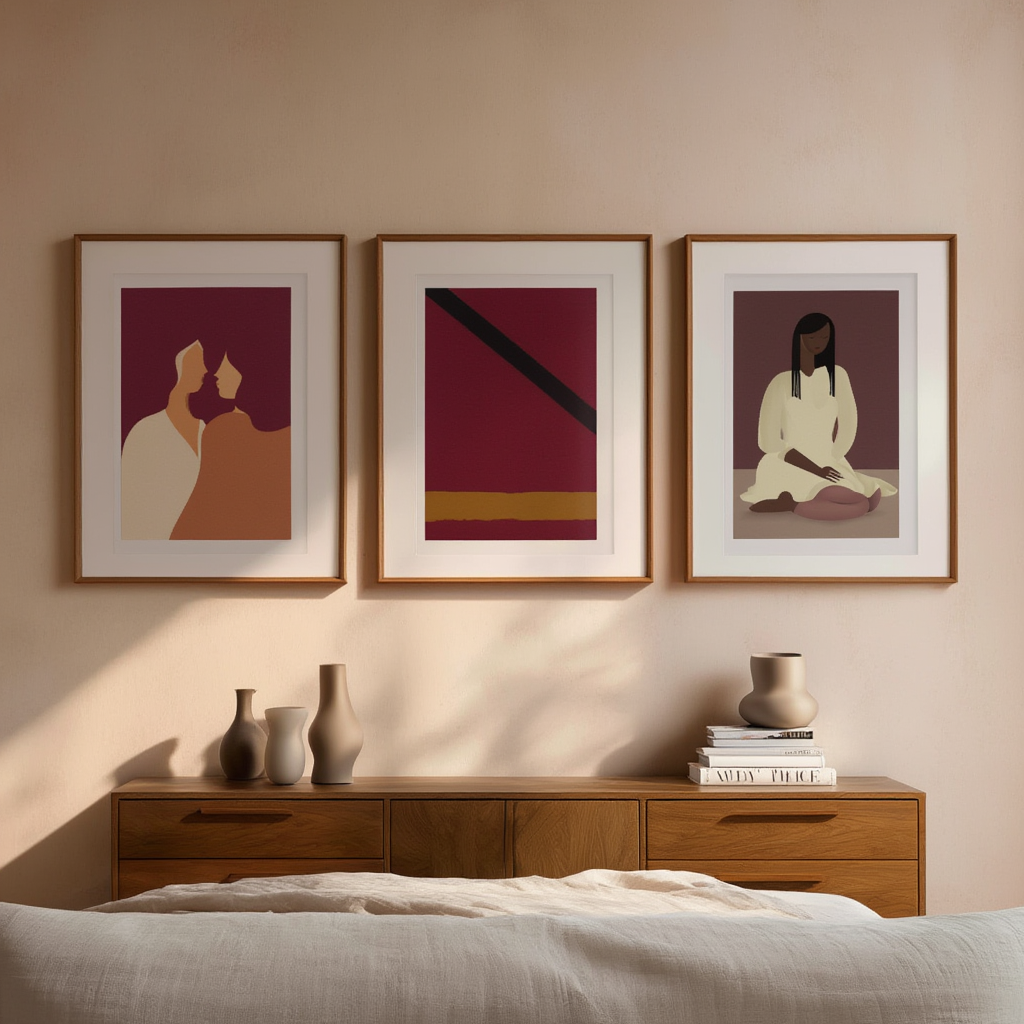 Set of 3 Minimalist Art Prints – Female Abstracted Structural Forms - Hakyarts