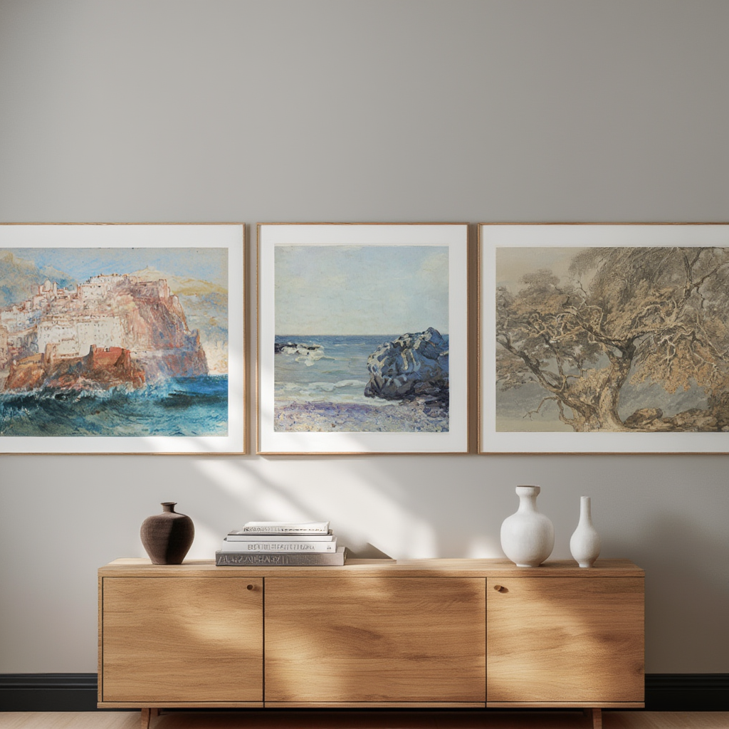 Set of 3 Sisley & Turner – Impressionist & Romantic Landscape Prints - Hakyarts