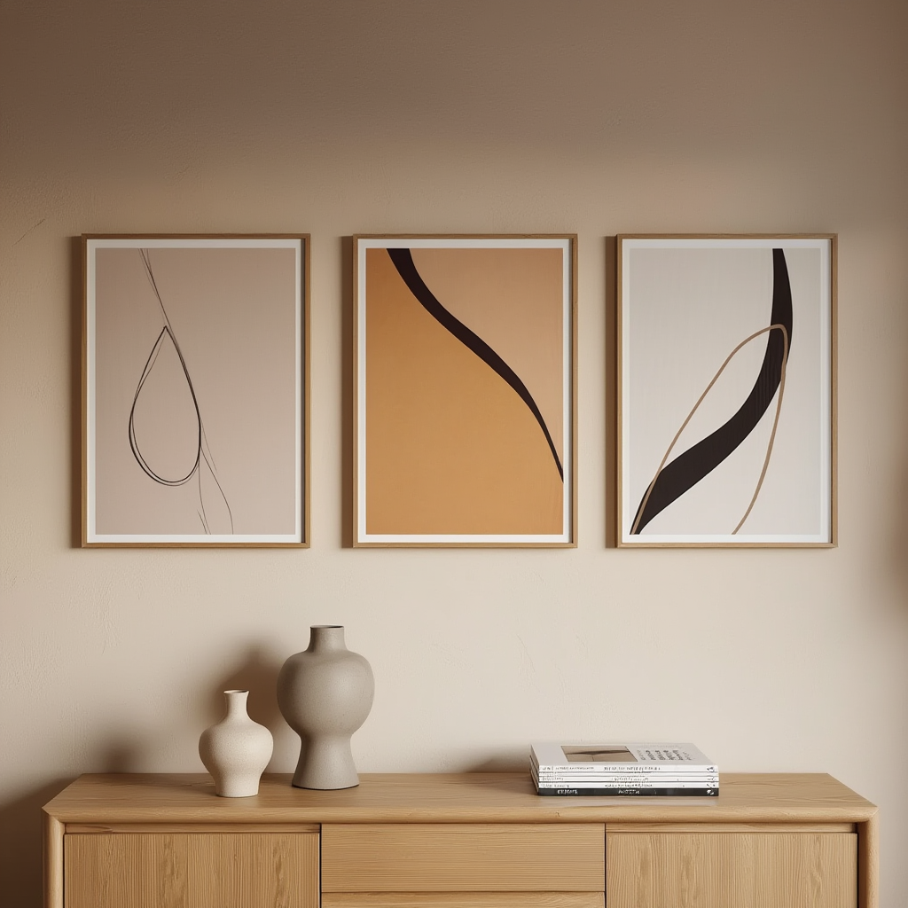 Set of 3 Earth Minimalist Prints – Neutral Contemporary Wall Art - Hakyarts
