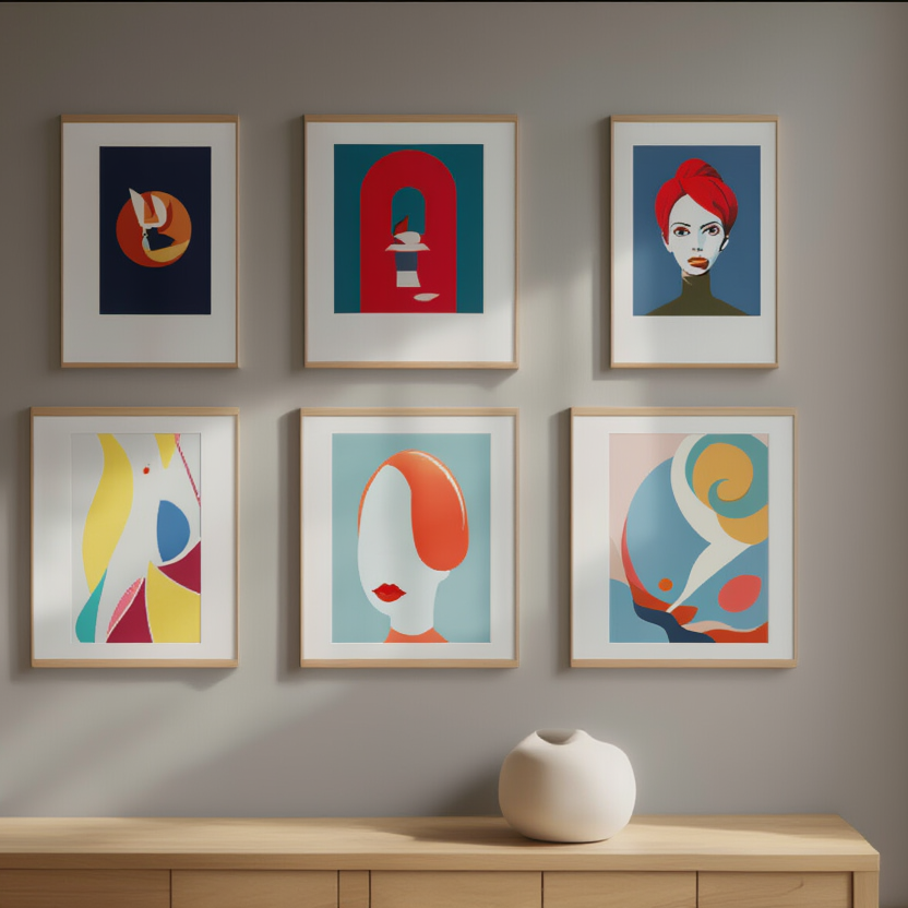 Mixed Modern & Vintage Wall Art – Set of 6 Prints - Hakyarts