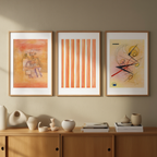 Set of 3 Decorative & Abstract Modern Prints  –  Schabloniertes Papier, Tree Culture & Kleines Warm - Hakyarts