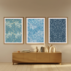 Set of 3 Art Prints  – William Morris Blue Vintage - Hakyarts