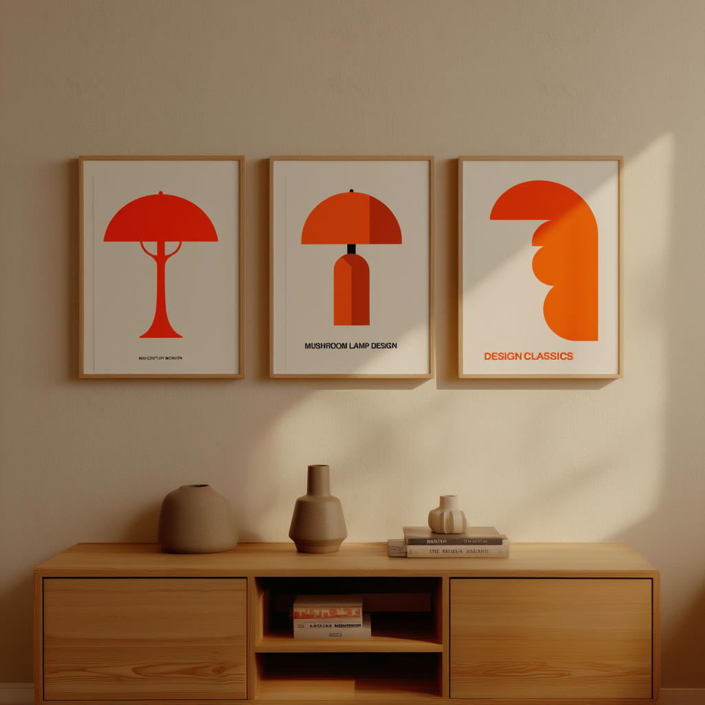 Set of 3 Mid Century Modern Lamps Prints – Retro Minimalist Wall Art - Hakyarts