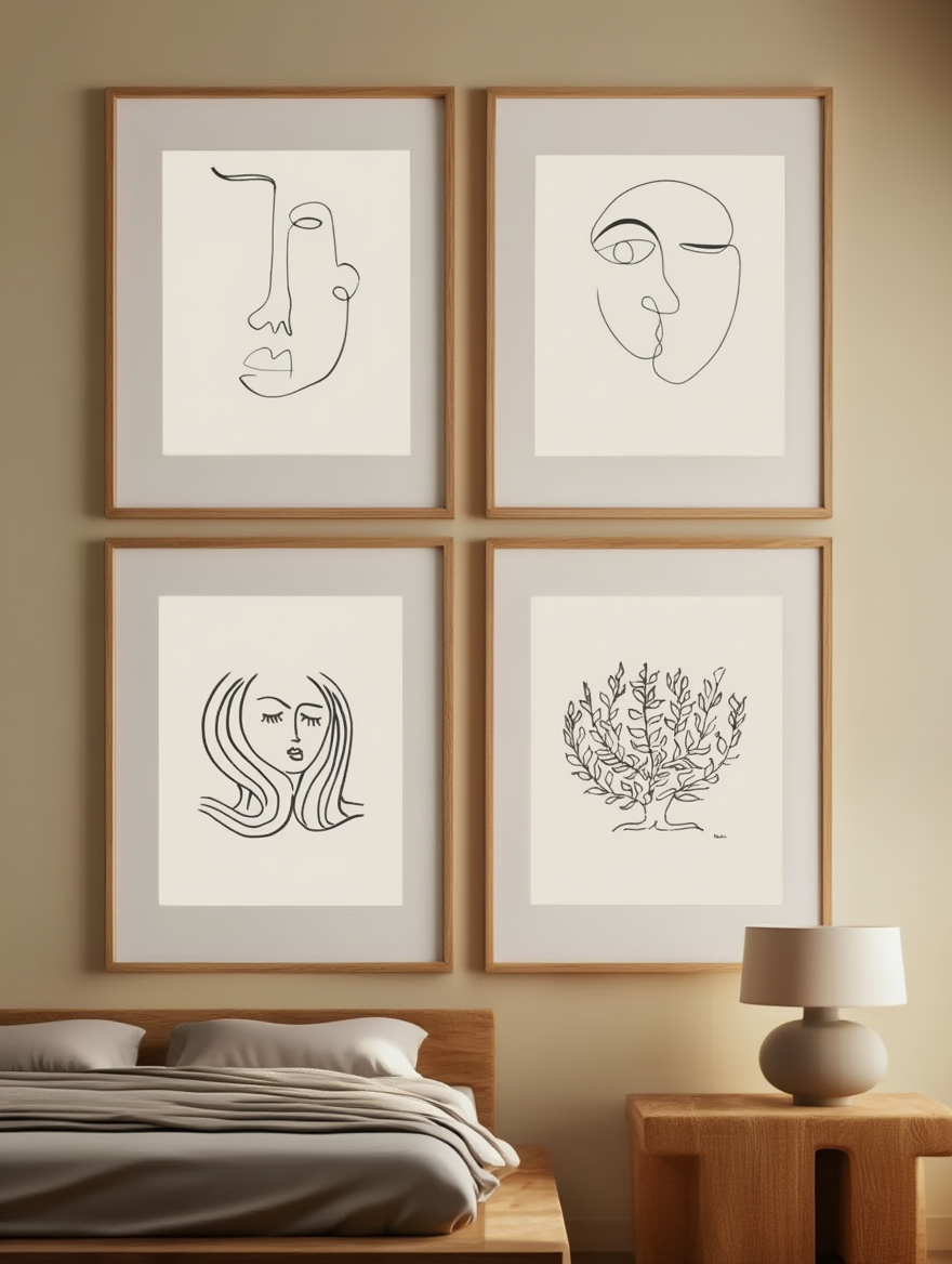 Abstract Minimalist Lines – Set of 4 Art Prints - Hakyarts