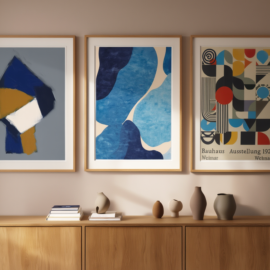 Set of 3 Art Prints – Bauhaus Blue Maximalist - Hakyarts