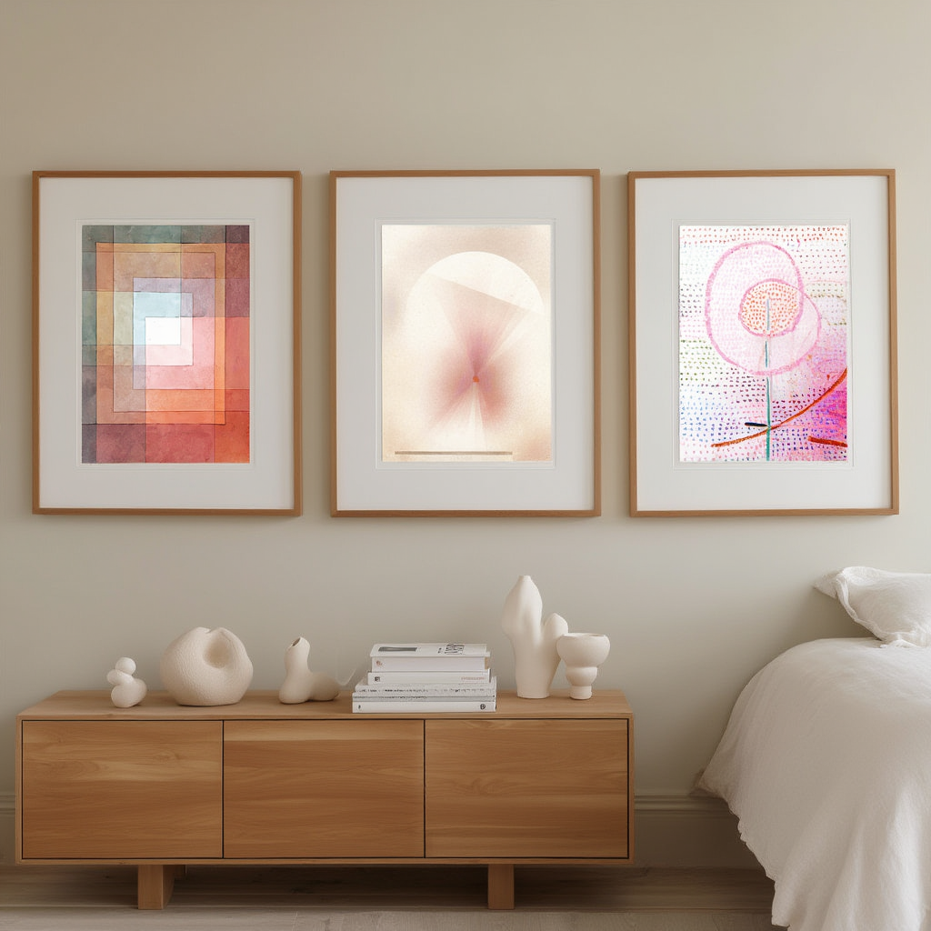 Set of 3 Paul Klee “Flourishing Horizon – Polyphonic” Prints – Modernist Abstract Wall Art - Hakyarts