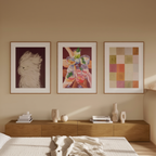 Set of 3 Vivid Geometric Squares – Cozy Minimalist “Cocktails with Friends” Prints - Hakyarts