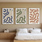 Wavy Line Trio – Set of 3 Minimal Abstract Line Art Prints