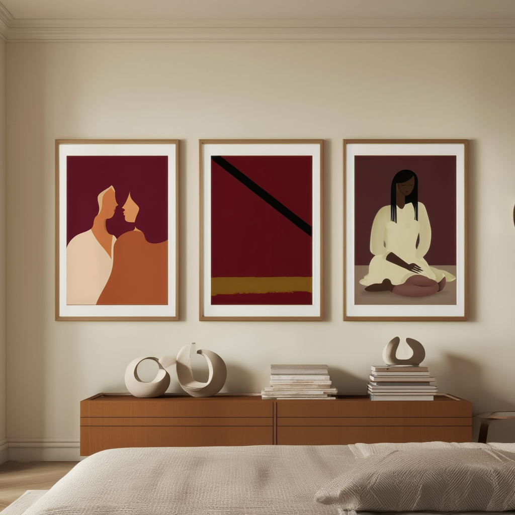 Set of 3 Minimalist Art Prints – Female Abstracted Structural Forms - Hakyarts