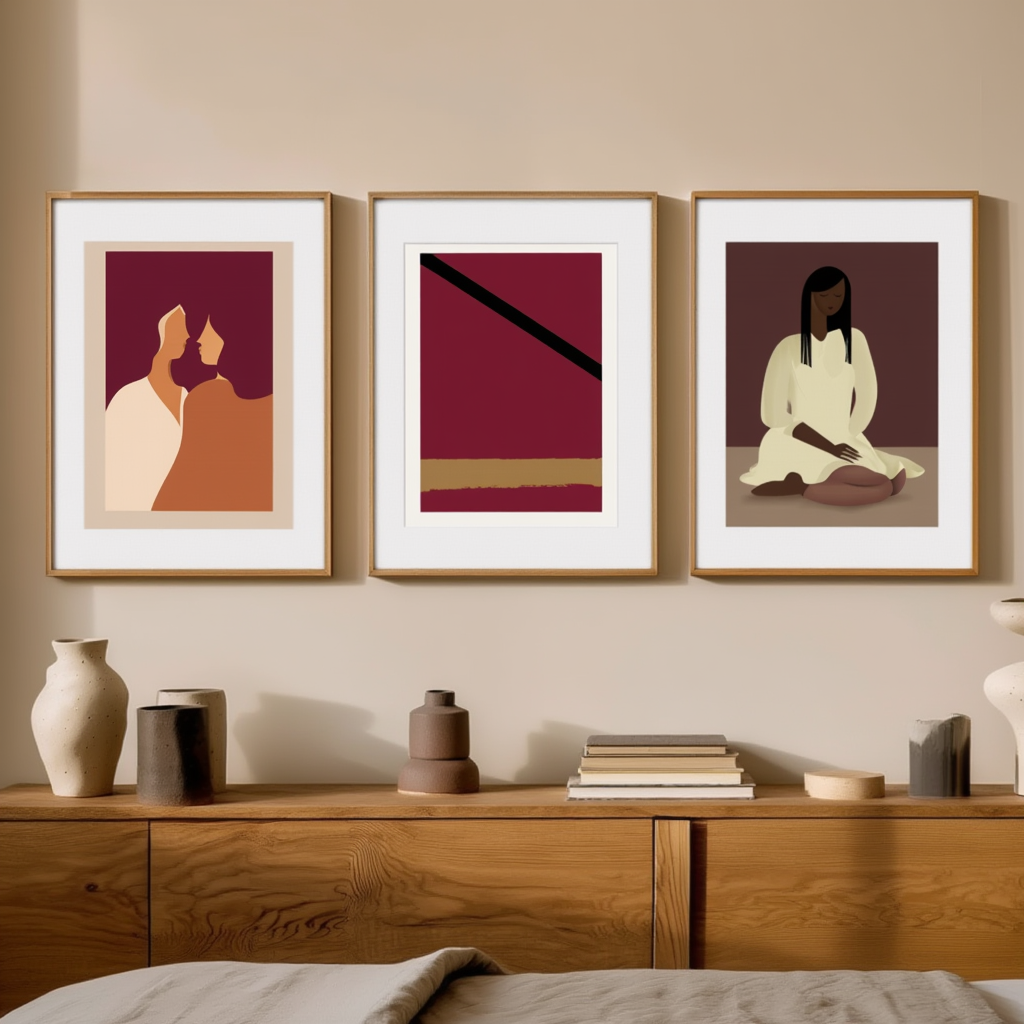 Set of 3 Minimalist Art Prints – Female Abstracted Structural Forms - Hakyarts