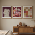 Set of 3 Vivid Geometric Squares – Cozy Minimalist “Cocktails with Friends” Prints - Hakyarts