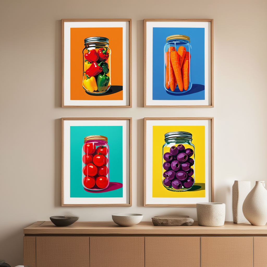 Set of 4 Pop Art Kitchen Jars – Vibrant Modern Prints - Hakyarts