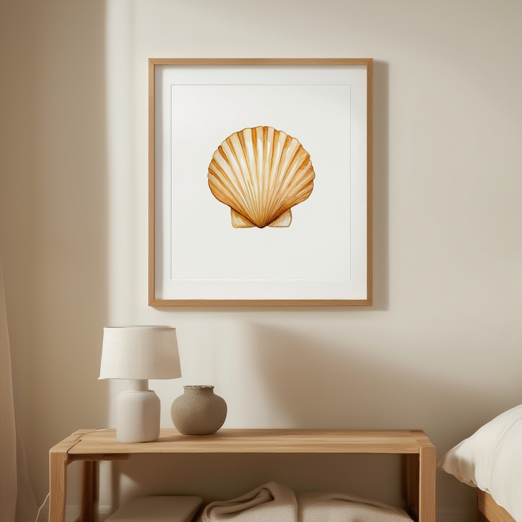Seashell Watercolour Illustrated Print