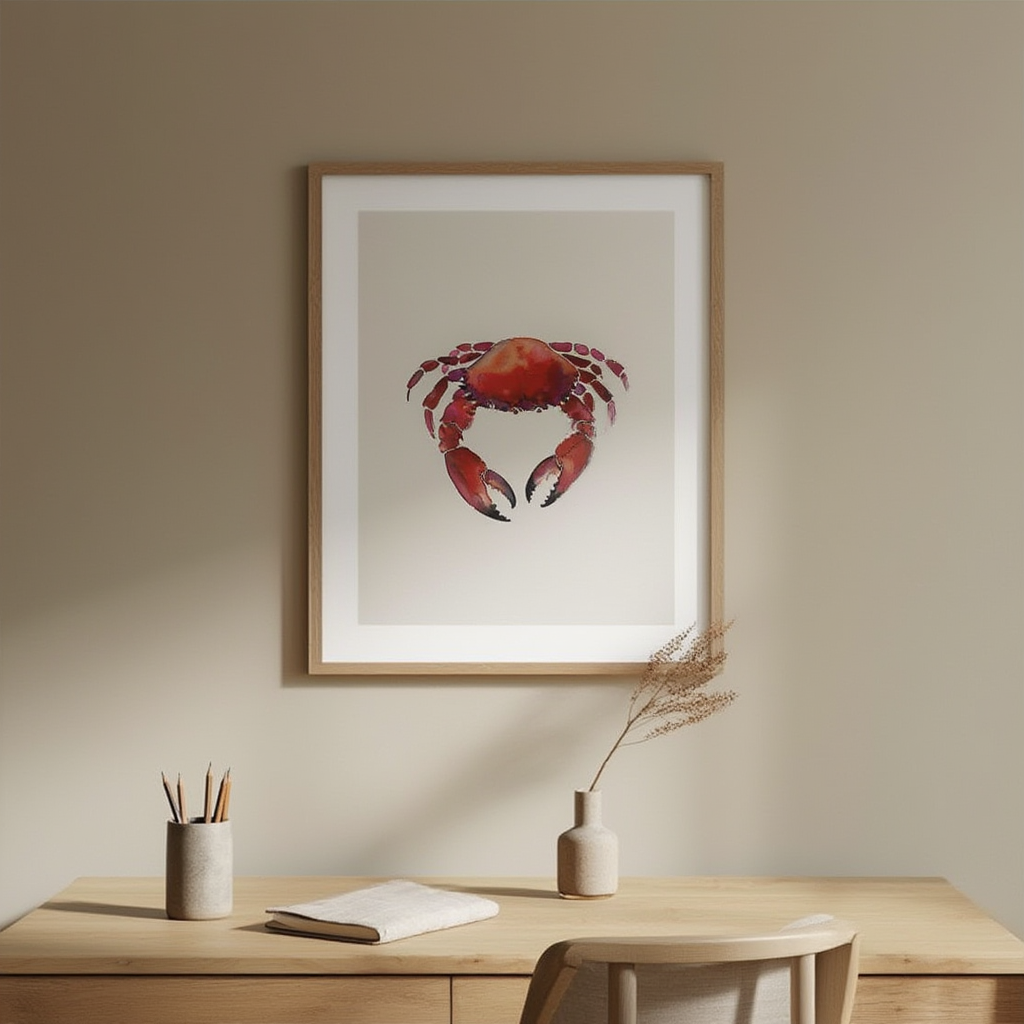 Illustrated Crab Watercolour Print