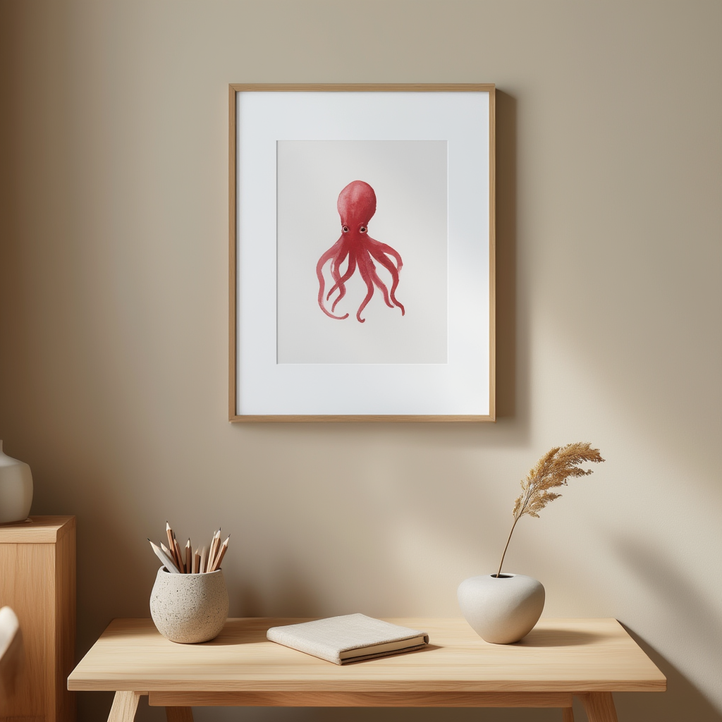 Illustrated Octopus Watercolour Print