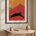 Whimsical Cat Laying Down Illustration Print