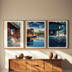 Set of 3 Kawase Hasui Prints – Heirin-ji Nobidome, Shinagawa & Meguro Fudō Temple - Hakyarts
