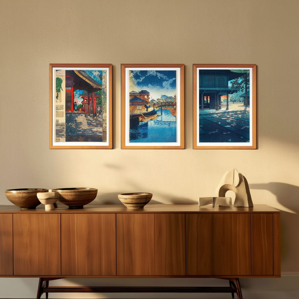 Set of 3 Kawase Hasui Prints – Heirin-ji Nobidome, Shinagawa & Meguro Fudō Temple - Hakyarts