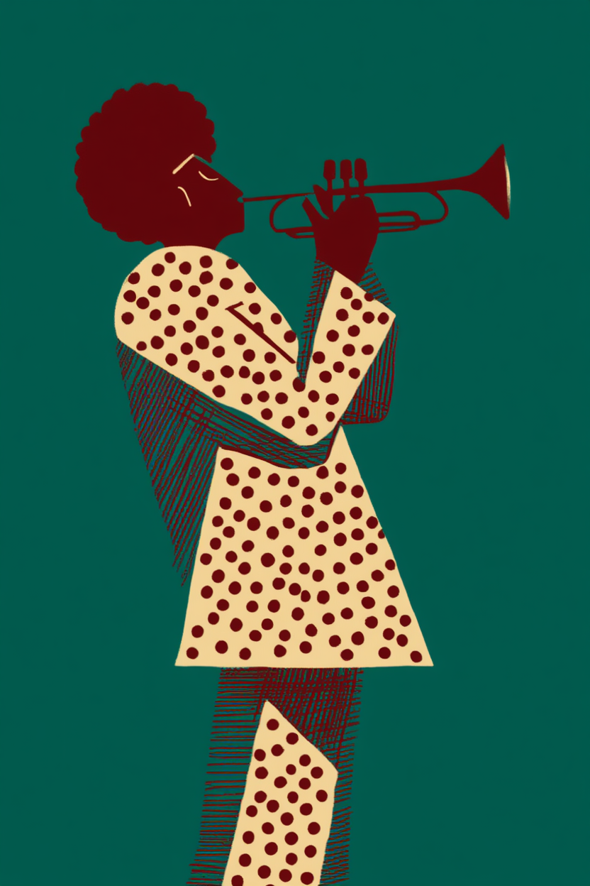 Set of 5 Wall Art Prints – Jazz Trumpet Teal, Race Cars, Cubist Faces & Geometric Abstract Collection
