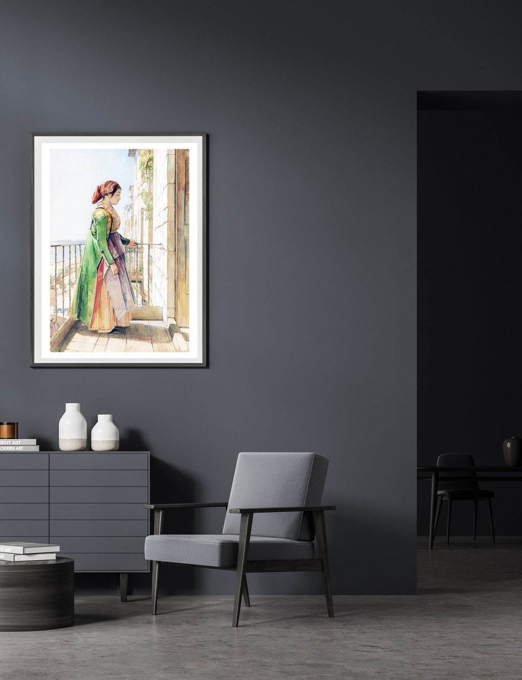 John Frederick Lewis - A Greek Girl Standing on a Balcony - Hakyarts