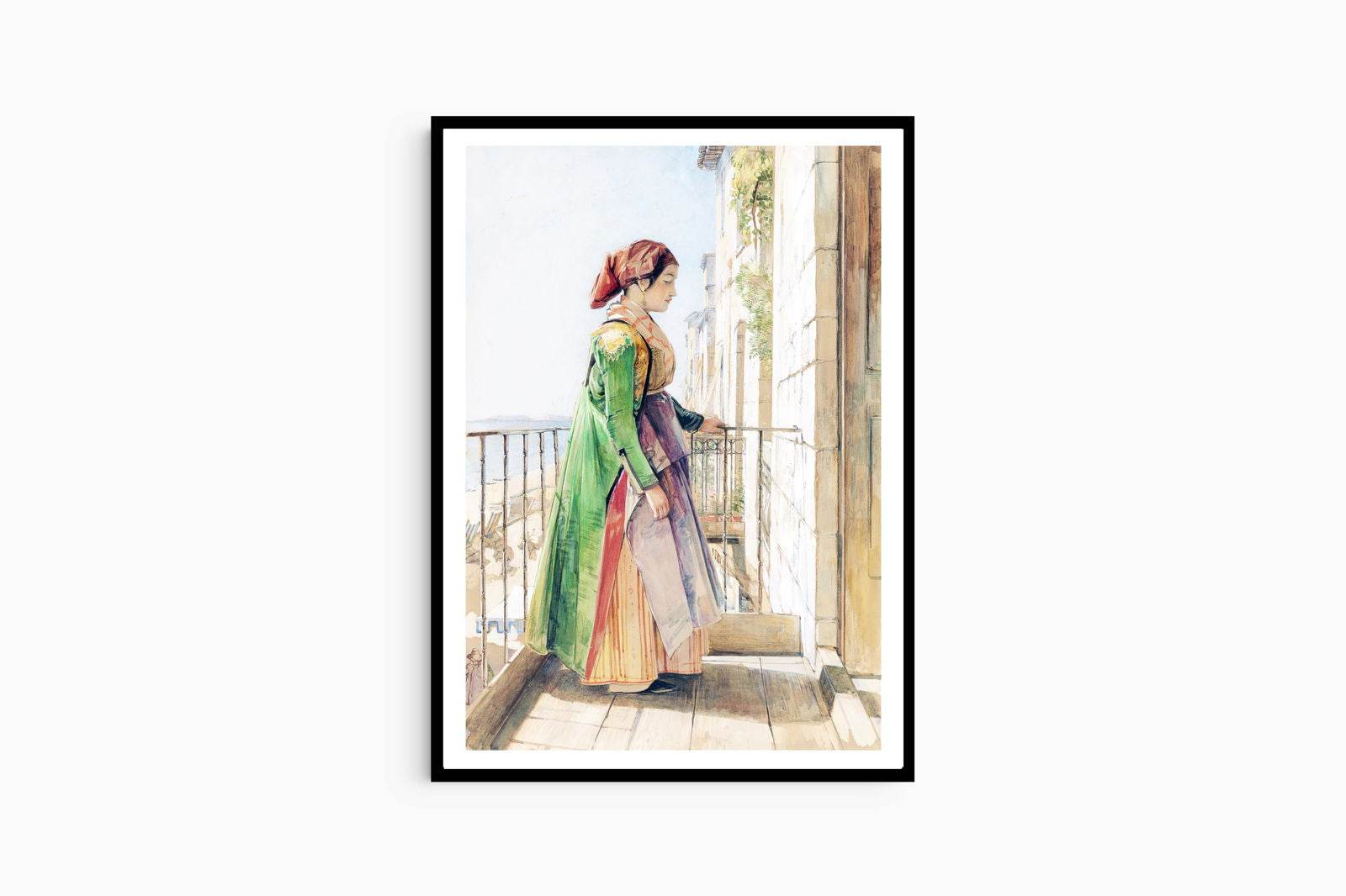 John Frederick Lewis - A Greek Girl Standing on a Balcony - Hakyarts