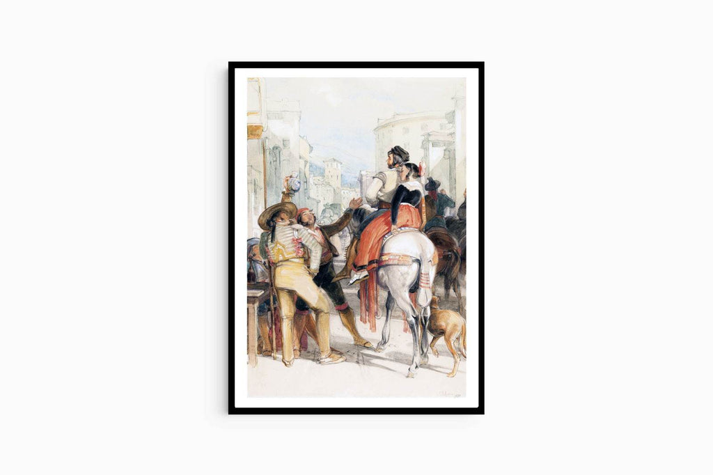 John Frederick Lewis - A Street Scene in Granada on the Day of the Bullfight - Hakyarts