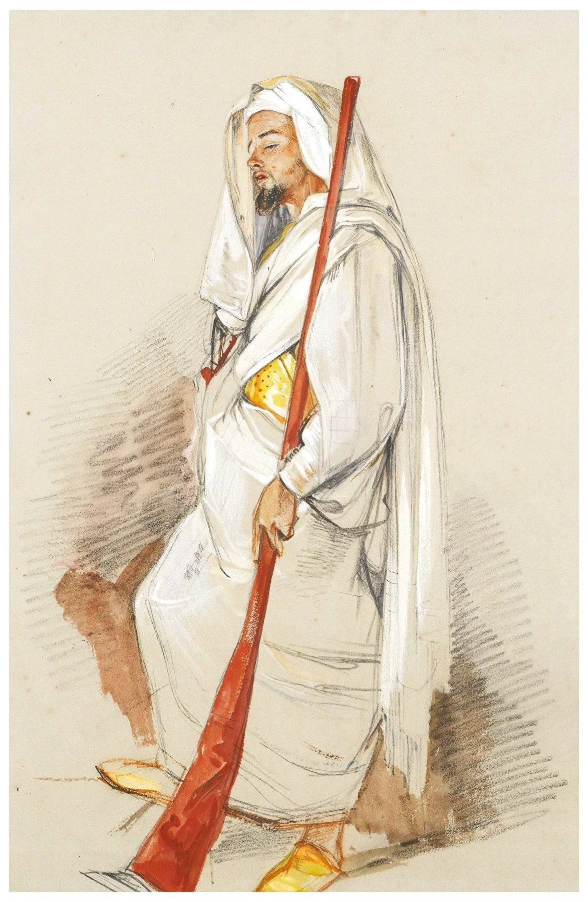John Frederick Lewis - Study Of A Man Wearing North African Dress - Hakyarts