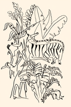 Set of 4 Jungle Line Art Prints – Hand-Drawn Minimalist Collection - Hakyarts
