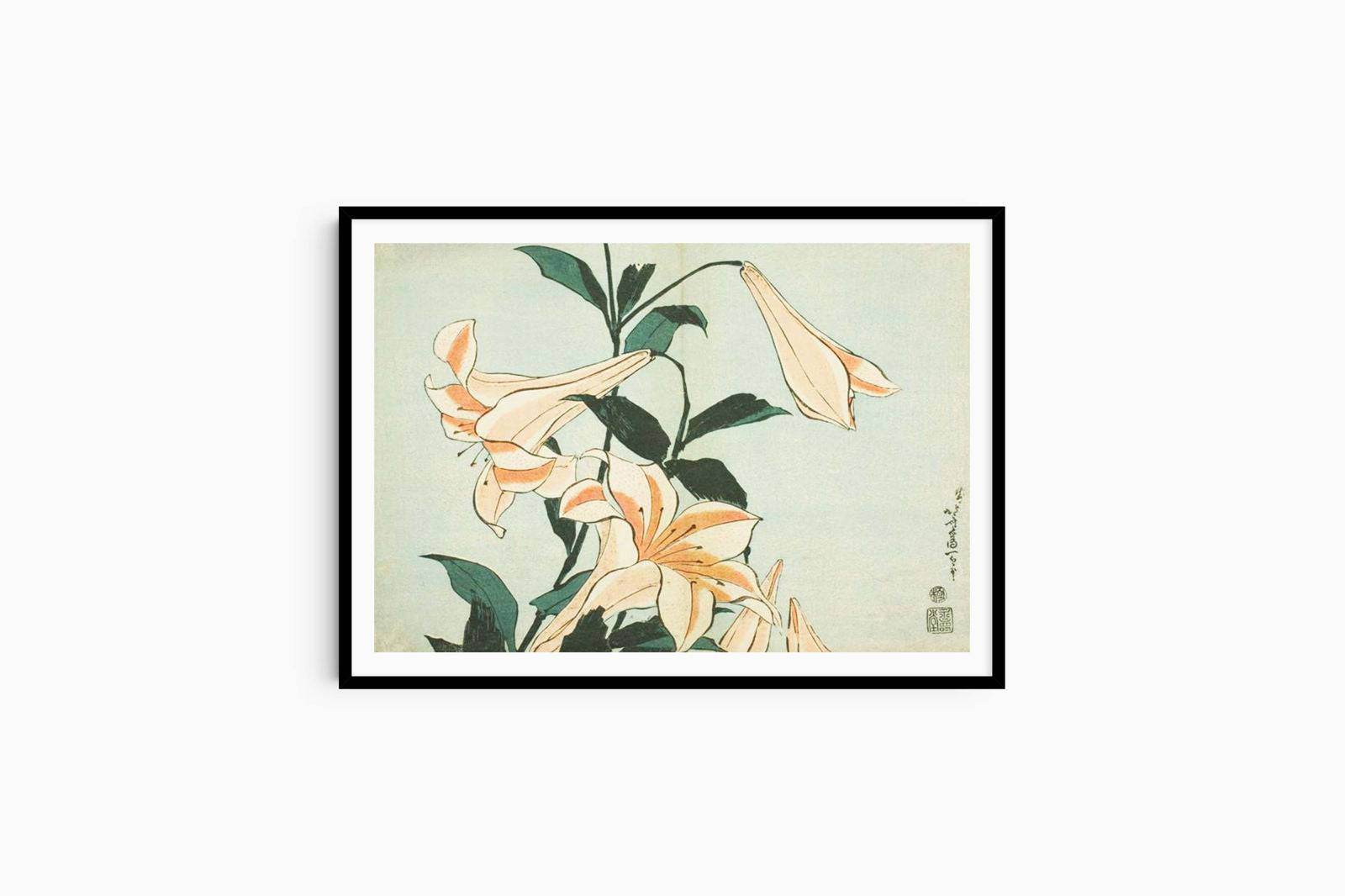 Katsushika Hokusai - Lilies - Hakyarts