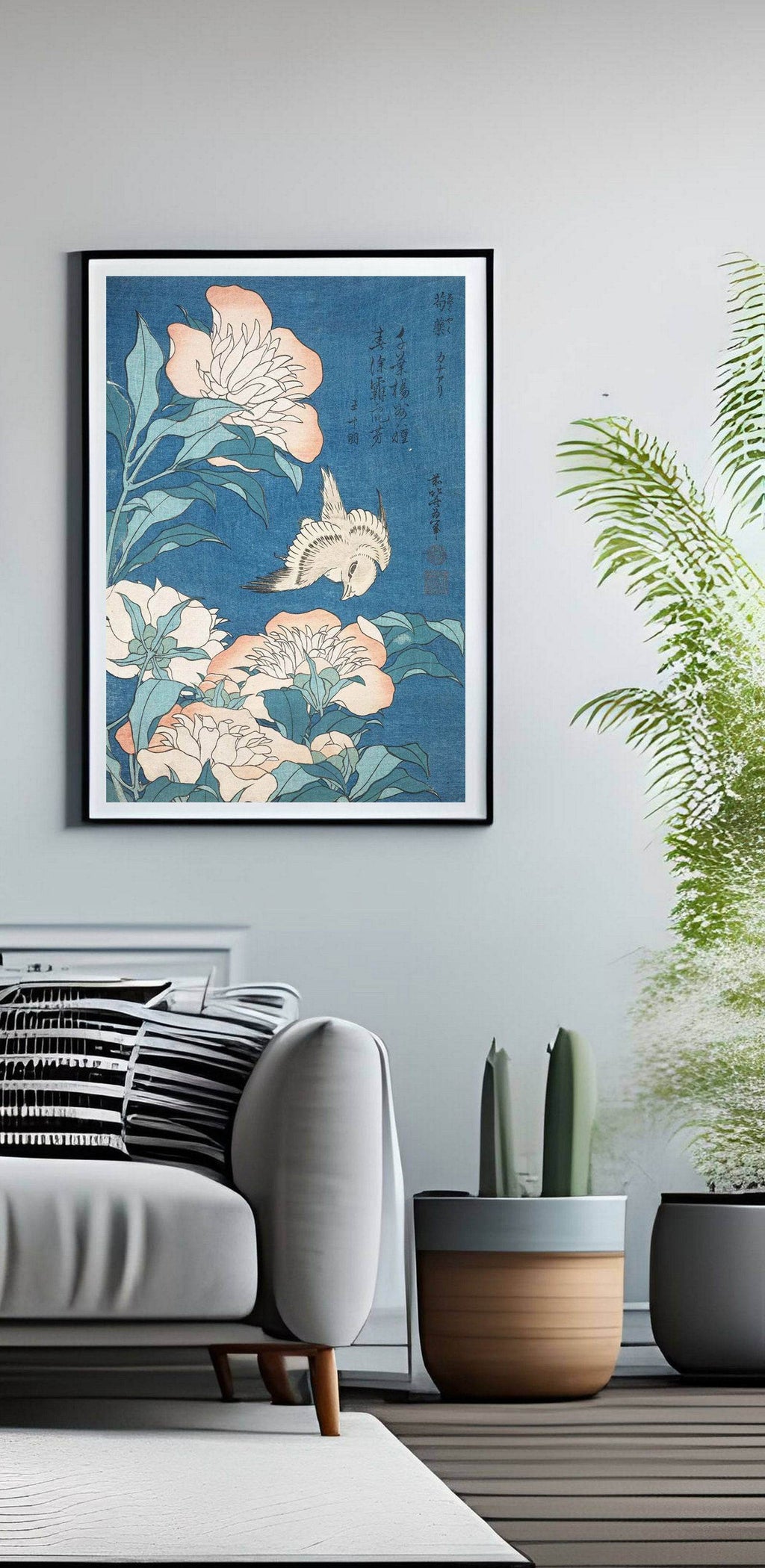 Katsushika Hokusai - Peonies and Canary 'Shakuyaku, Kanaari' - Hakyarts