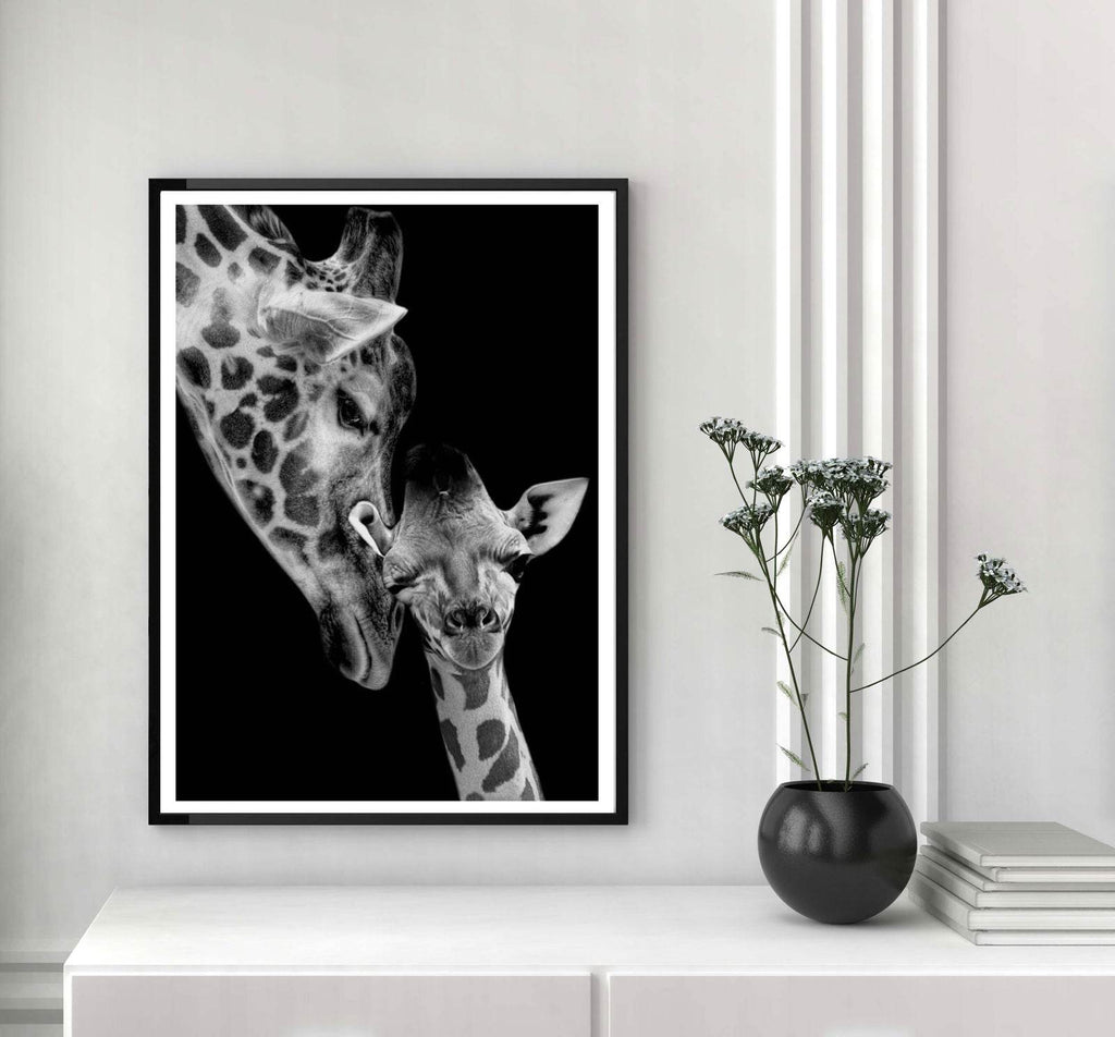 Kissing Giraffe Mother Poster - Hakyarts