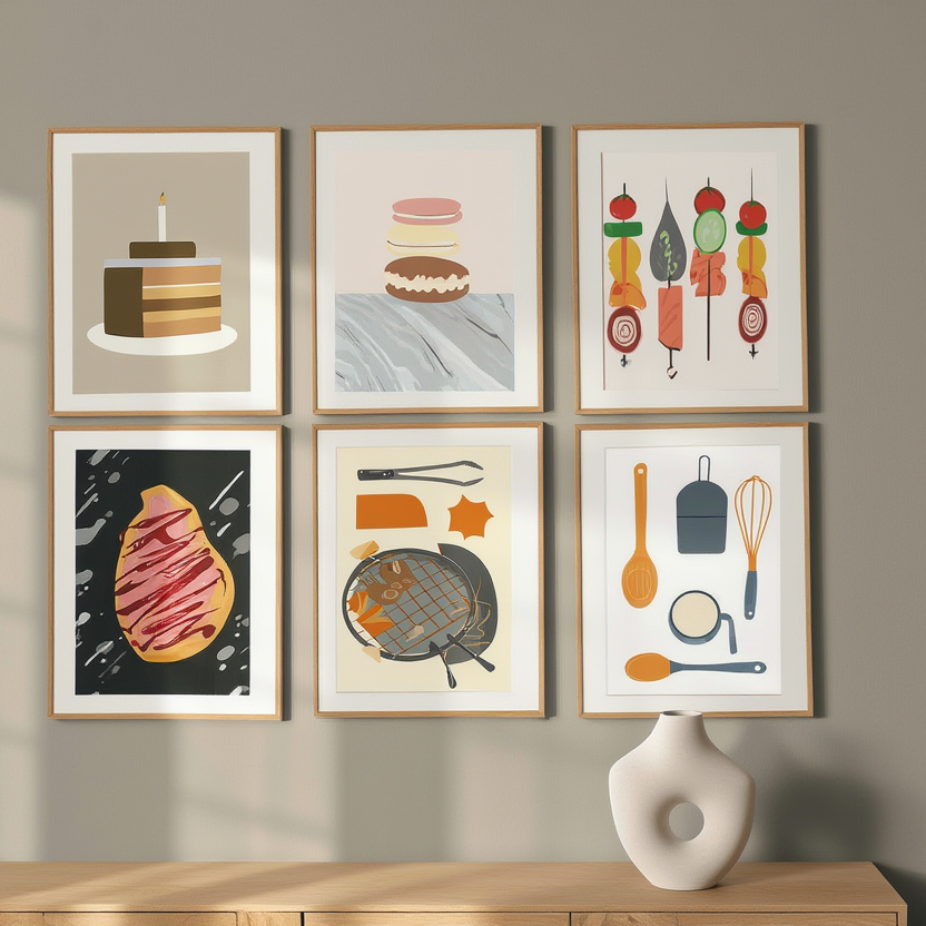 Food Aesthetic Wall Art – Set of 6 - Hakyarts