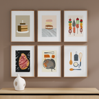 Food Aesthetic Wall Art – Set of 6 - Hakyarts