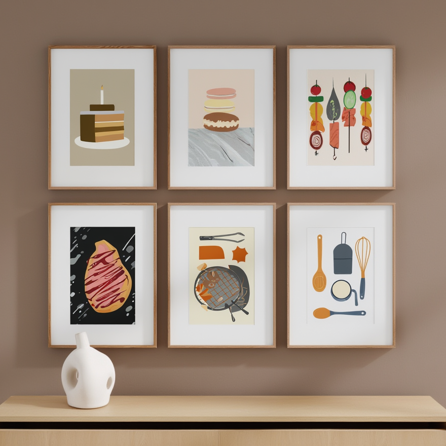 Food Aesthetic Wall Art – Set of 6 - Hakyarts