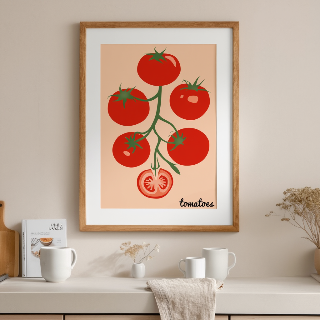 Tomato Study No.01 – Minimalist Kitchen Wall Art Print