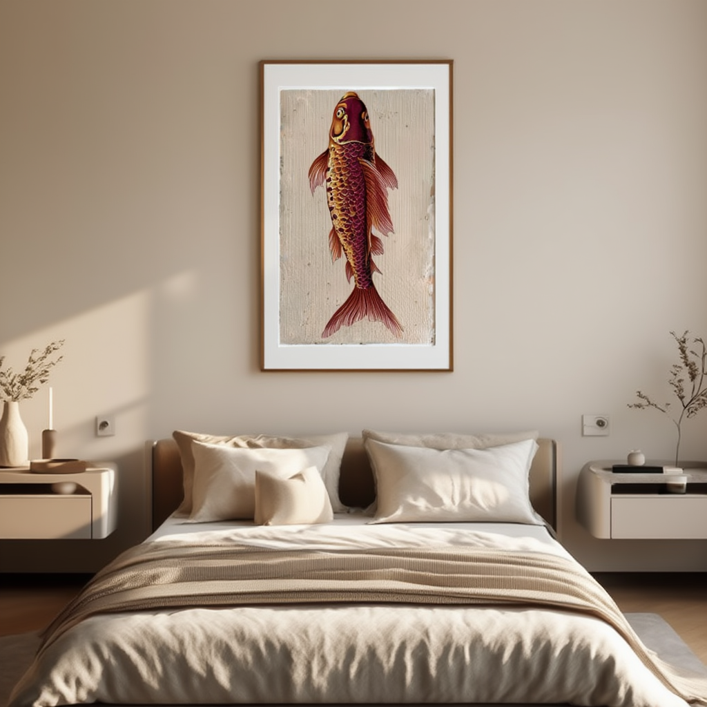 Burgundy Fish – Minimalist Wall Art Print