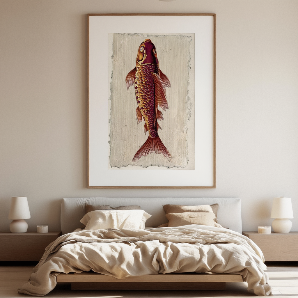 Burgundy Fish – Minimalist Wall Art Print