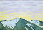 Koloman Moser - Snowy Mountain Peaks at Dusk - Hakyarts
