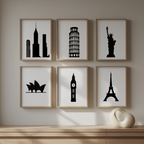 Famous Landmarks Silhouette Collection – Dining Room Set of 6 - Hakyarts